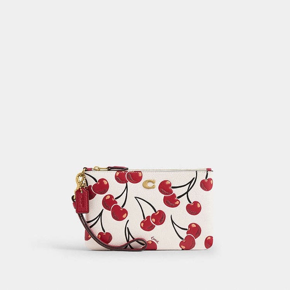 🍒COACH~Essential Small Wristlet With Cherry Print comes with the box